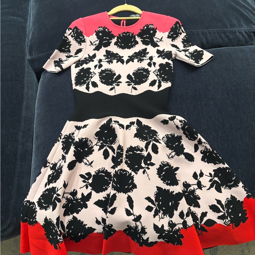 Alexander McQueen Black and Pink Floral Dress